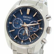 Seiko Astron 5X Dual Time SBXC049 Stainless Steel Blue Dial Used