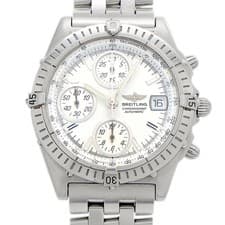 BREITLING Chronomat Chronograph A13350 Date 100m White SS Steel Men Automatic