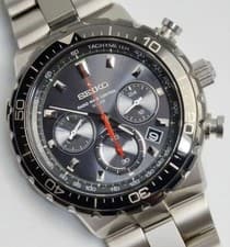 Seiko Prospex Radio Solar Chronograph 8B82-0AB0 Titanium Black Dial 7.56in Wrist