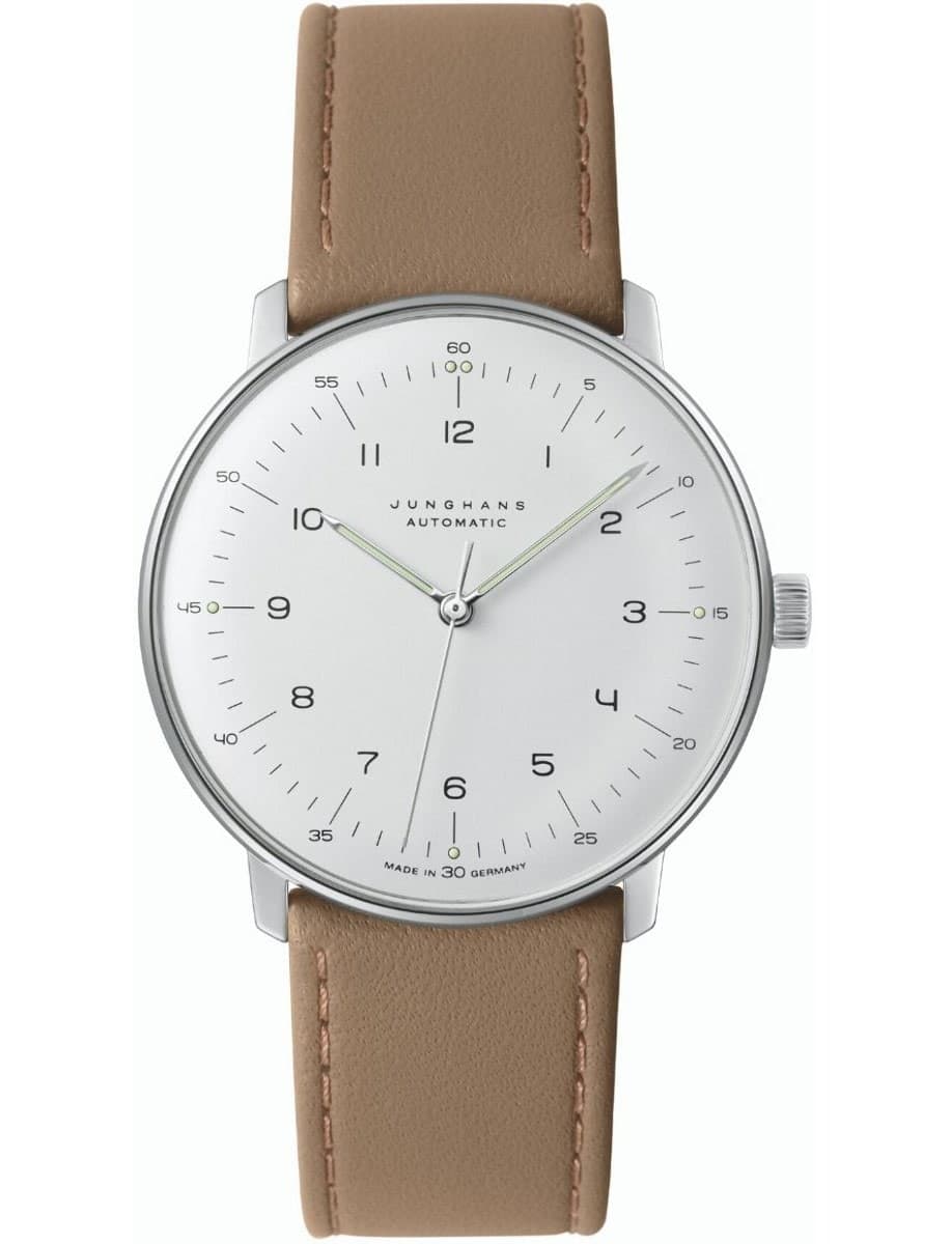 Junghans Max Bill Automatic 38mm White Dial Leather Band Watch 27/3502.02