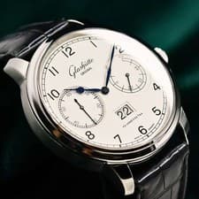 Glashutte Senator Observer Panorama 44mm White Steel Leather 100-14-05-02-05