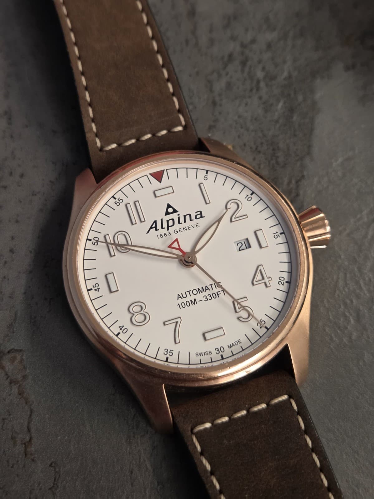 ALPINA PILOT STARTIMER AUTOMATIC SWISS MADE PVD GOLD 44mm NO KHAKI FIELD