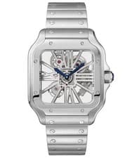 Cartier Santos De Cartier WHSA0007 Stainless Steel Skeleton Dial Box & Papers.