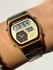 Citizen Chronograph Digital Watch Vintage Men Used Authentic