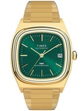 Timex 1983 E-Line Reissue TV Dial Gold Green Dial Automatic Watch New R8041026