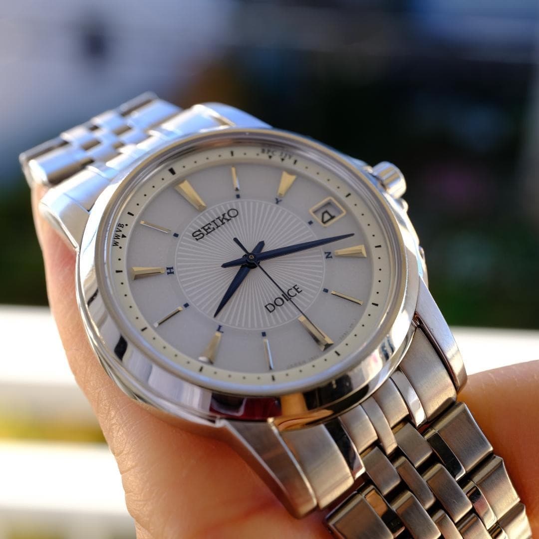 Seiko SADZ101 Dolce Watch Timepiece Blue Hands Solar Auto Calender 10 Bar