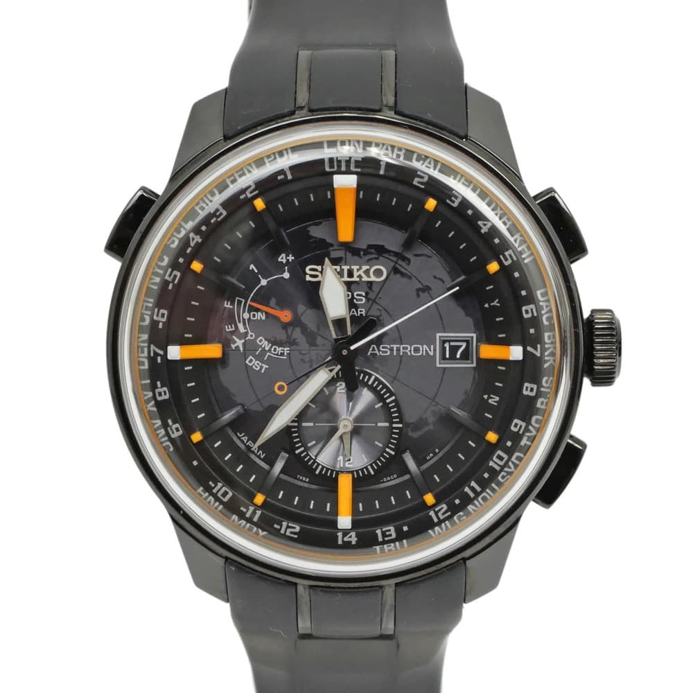 Seiko Astron Stratosphere SBXA035 7X52-0AK0 GPS Solar Black Orange Men's Watch