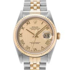Rolex Datejust 36 16233 Champagne Dial Steel 18k Yellow Gold Mens Watch 1996