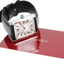 CARTIER TANK SOLO LM WSTA0028 28mm SS Leather Silver Dial Quartz #C370