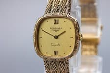 Near MINT LONGINES 961 6636 20mm Quartz L961.2 Gold Roman Dial Women's Vintage