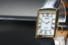 *MINT* Seiko Solor SUP880 V115-0BC0 Tank Roman Dial Quartz Men Watch From JAPAN