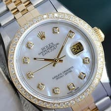 Rolex Datejust 16233 Two-Tone 18KY Steel White MOP Diamond Dial & Bezel Watch