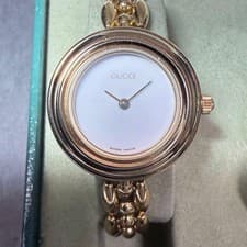 GUCCI Change Bezel Watch 11/12.2 Quartz Ladies Gold w/ 5 Bezels Box Vintage