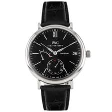 IWC Portofino Hand-Wound 8 Days Stainless Steel Black Dial 45mm IW510102