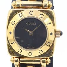 Gucci 6400L QZ Black Dial Ladies Watch Quartz Working Vintage Luxury Authentic