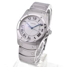 Santos Cougar Cartier W20027K1 Quartz Date SS 29mm Unisex Watch White Dial