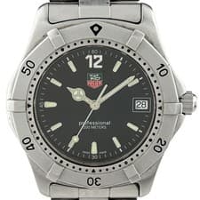 Tag Heuer WK1110 0 Professional 200m Black Dial Mens Watch Quartz Steel