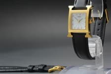 Vintage "Near Mint+3" HERMES HH1.201 H Watch Gold Black Quartz Woman From JAPAN