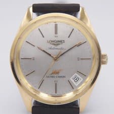 Longines Ultra Chron Auto Watch Silver Color Dial Gold Case 35.5mm Date Vintage