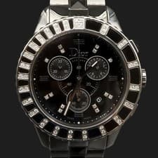Dior 38MM Steel Quartz Diamond Bezel Chronograph Metal Band Watch / 153853315