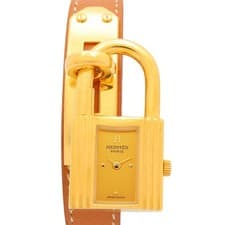 HERMES Kelly Wrist Watch KE1.201 Quartz Gold Plated Leather belt Used Women
