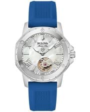 NEW Womens Bulova Marine Mother Of Pearl Dial Automatic Casual Watch 96L324 100M