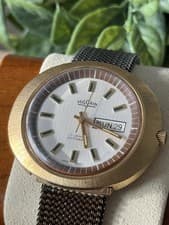 Vintage Vulcain UFO Automatic Day Date Watch Swiss Made 17 Jewels