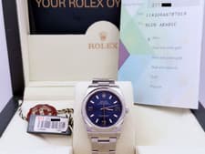 Rolex Oyster Perpetual Air King 114200 34mm Blue Dial Stainless Steel Box Papers