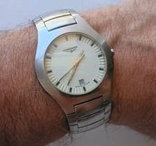 LONGINES OPOSITION MEN'S SWISS QUARTZ STAINLESS WATCH WHITE DIAL WORKING