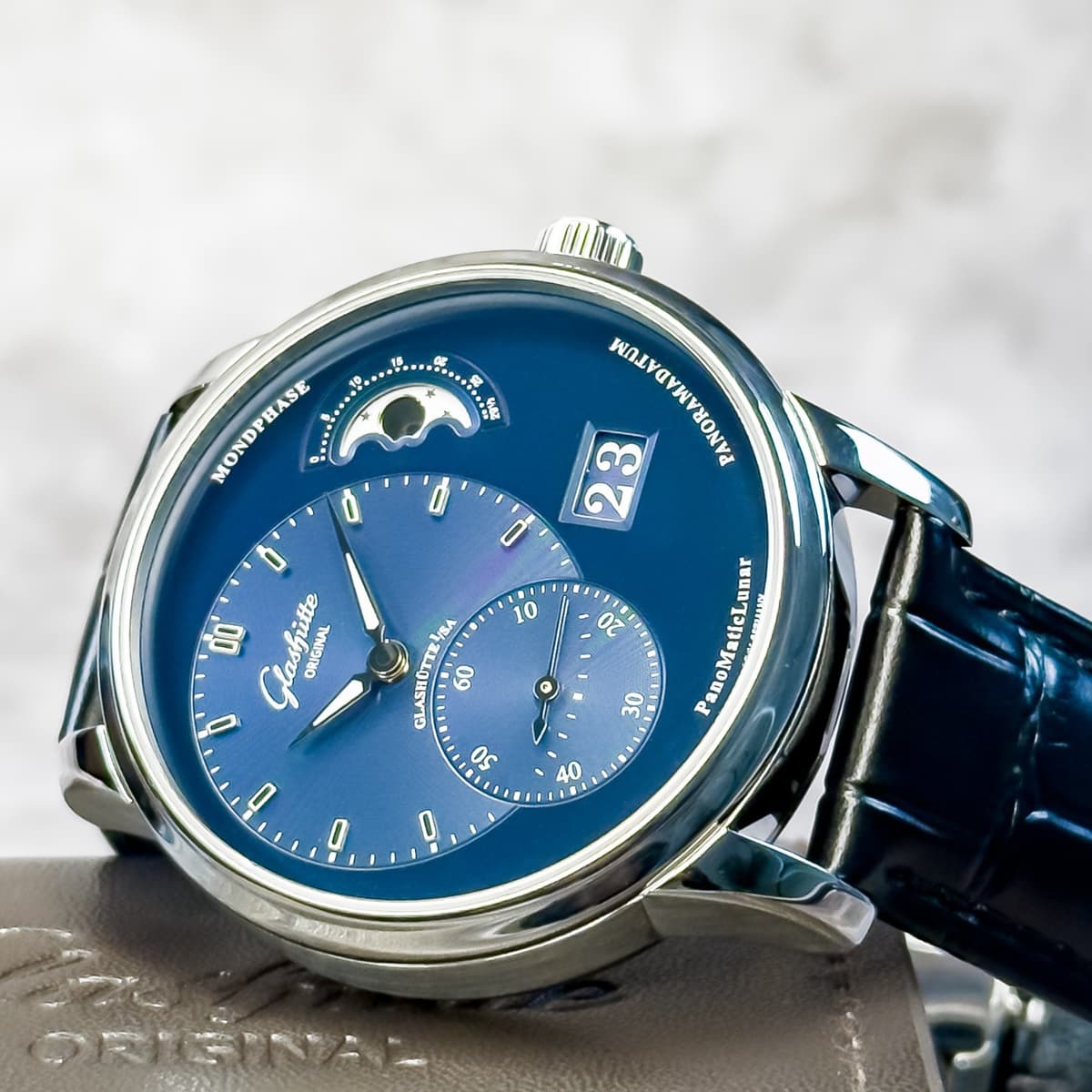 2025 Glashütte Original PanoMaticLunar 1-90-02-46-32-61 Blue Dial Steel B & P