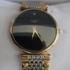 Longines La Grande Classique Mechanical Gold Plated Black Dial Wristwatch