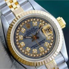 Rolex Datejust TwoTone Grey Meteorite Diamond Dial 14KY Steel Jubilee Watch 26mm