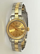 ROLEX WATCH LADIES STEEL & GOLD OYSTER BRACELET GOLD BEZEL