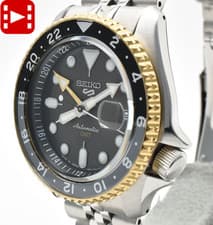 🎦[MINT w/Box] SEIKO 5 4R34-00A0 SSK021JT GMT Black Gold Automatic Men's JAPAN