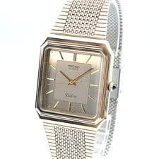 SEIKO DOLCE 5931-5490 Quartz Gold Gray Men's Tungsten Watch Auth w-3146