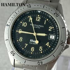 Hamilton Khaki Quartz Watch 1.57in Case 5.51in Wrist Silver Black Dial