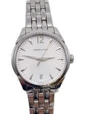 Hamilton Jazzmaster Date Quartz Watch Analog Stainless Steel White SLV