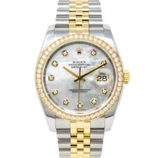 Rolex Datejust 36, 116243, Steel & Gold, Mother of Pearl Diamond Dial, Jubile...