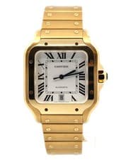 Santos de Cartier watch Large White Dial 18k Yellow Gold WGSA0029, S16882