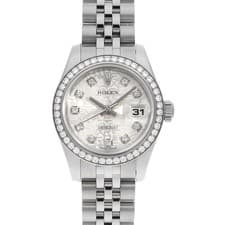 ROLEX Datejust bezel diamond 10P diamond 179384G Silver Carving computer Ran...