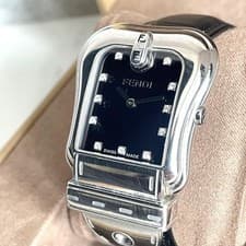 FENDI 3800G Men’s Quartz Watch Black Leather Used Authentic