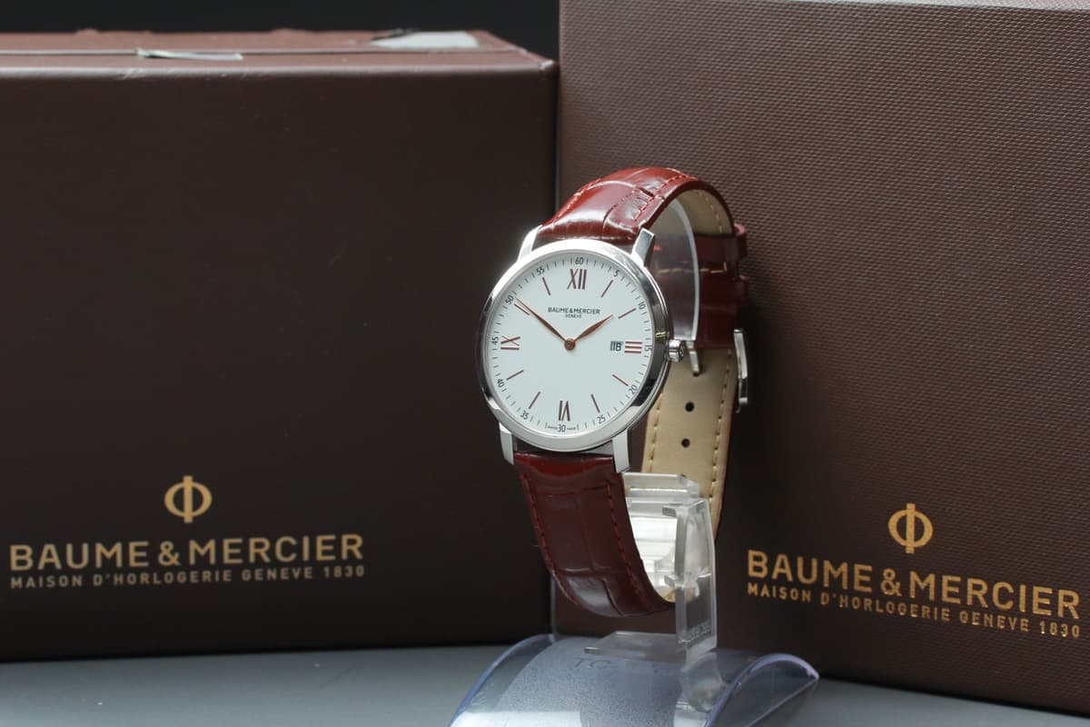 [N MINT in Boxed]  BAUME＆MERCIER Classima 65735 white Dial 40mm Date Men's watch