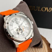 Bulova Marine Star 98A226 White Dial Rubber Strap Men's Watch Automatic Watch
