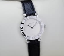 Tiffany & Co Atlas Sterling Silver 925 Roman Dial Women's Watch Quartz 24mm