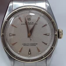 Vintage Rolex 34 mm Two Tone Honeycomb Dial Automatic Watch 6085 Circa 1963