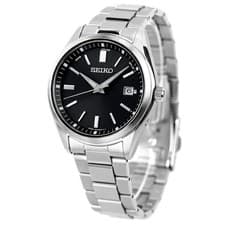 Seiko Men's Solar Radio Wave Watch SBTM323 Black Dial Silver Band From Japan