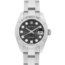 ROLEX Datejust 10P Diamond 179174G black Carved computer 3-row oyster bracel...
