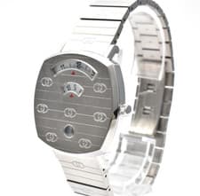 [UNUSED w/Box] GUCCI 157.4/YA157401 Grip Date Quartz Men's Watch From JAPAN