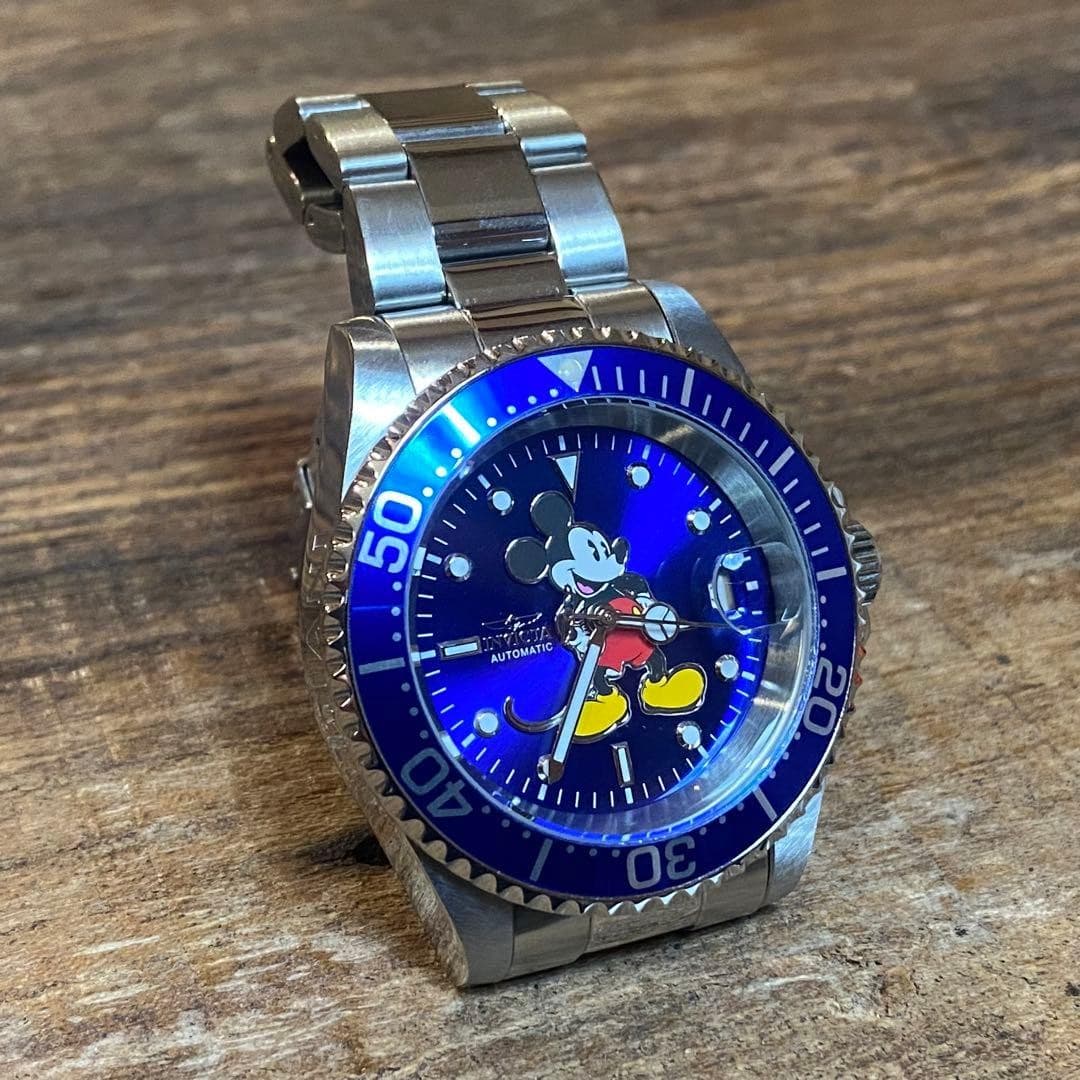 Invicta Mickey Mouse Automatic Watch Disney Blue Dial Used Ready to Ship