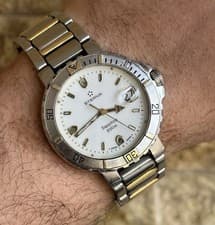 Eterna 200m Diver Quartz 1990s White Dial Two-Tone Steel Gold Rotating Bezel 38m
